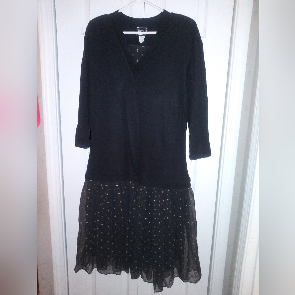 Ladies Black & Gold Polka Dots